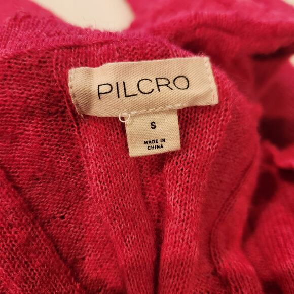 Pilcro Hot Pink V Neck Ribbed Boxy Dolman Sleeve Sweater Size Small Oversized - Picture 5 of 11